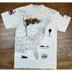 Vintage The American Civil War AOP Tee T-Shirt Short Sleeve Men's Sz Large